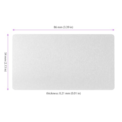 KEILEOHO 150 Stück Aluminium Visitenkarten Blanko Silber, 86 x 54 x 0.21 mm Metall Visitenkarten Rohlinge, Alu Karte Leere Visitenkarten für Büro DIY Geschenkkarten Lasermarkierung