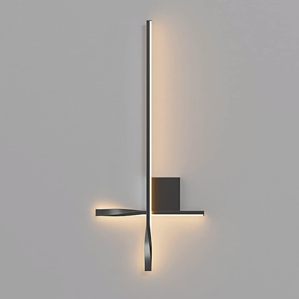 SYAXVOM Modern LED Bedroom Decorative Lighting Fixture - Linear Cross Wall Lamp, Metal Long Sconce with Acrylic Shade