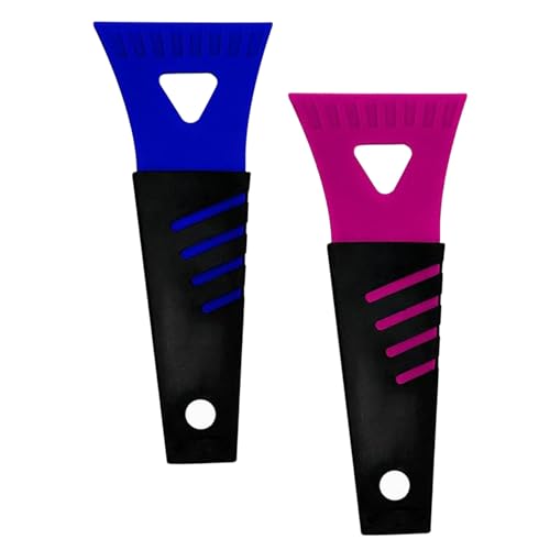 Grattoir Pare Brise Voiture,2pc Raclette pour Glac,Compacte, Légère et Facile à Ranger,Se Glisse dans Les Poches et la Boîte à Gants,raclette Voiture Pare Brise,Anti-Rayures (Bleu+Rose)