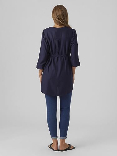 MAMALICIOUS Damen Mlmercy 3/4 Woven Tunic Noos Eco A. Tunika Shirt, Navy Blazer, L EU