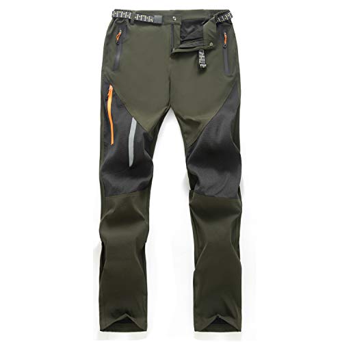 LUI SUI Pantalones de Senderismo Ligeros Softshell para Hombre Pantalones de Senderismo de Secado rápido elásticos al Aire Libre con Bolsillos con Cremallera