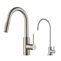 KRAUS Oletto Pull-Down Kitchen Faucet and Purita Water Filter Faucet Combo in Spot Free Stainless Steel, KPF-2620-FF-100SFS