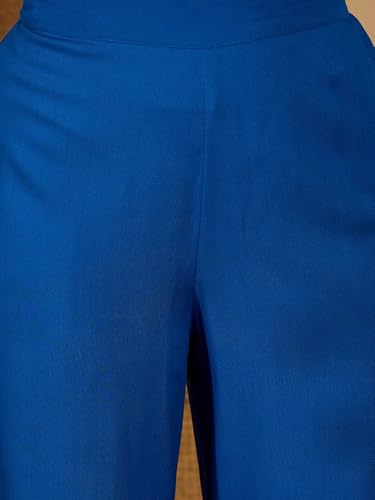 Image of Stylum Women's Solid & Embroidered Rayon A-Line Kurta Pant Set