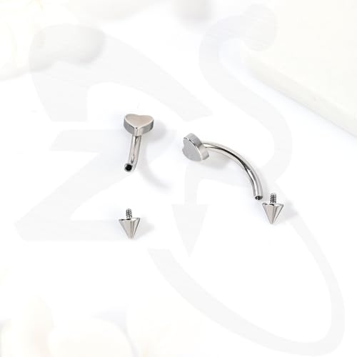 ZS 5Pcs Stainless Steel Eyebrow Rings, 16G Curved Belly Rings Navel Barbell Helix Daith Tragus Earrings Spike Vertical Labret Lip Piercing Jewelry3