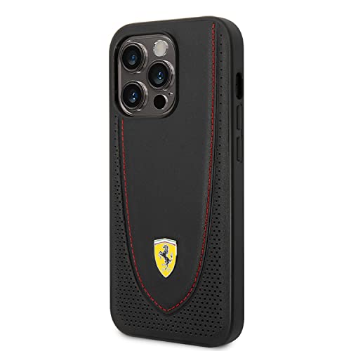 Image of CG MOBILE Ferrari iPhone 14 Pro Max Case [Official Licensed], Genuine Leather with Perforated Leather & Red Stitching Mag-Safe Compatible Protective Case /Cover Designed for iPhone 14 Pro Max 2022