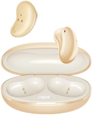 JMMO T201 Wireless Bluetooth Earbuds in their open charging case.