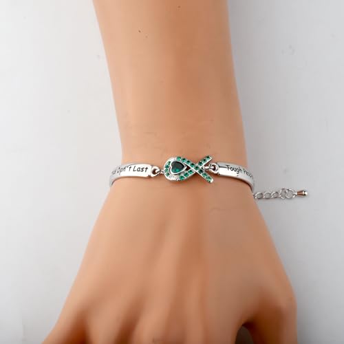 Cenwa Green Awareness Support Gift Mental Health Awareness Tough Times Don't Last Bracelet Green Ribbon Warrior Jewelry2