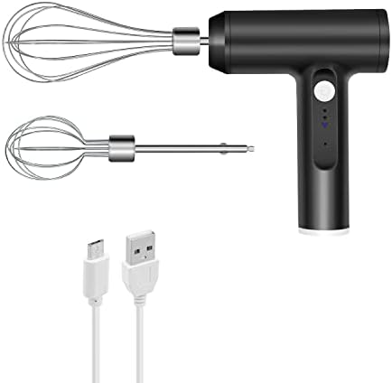 Hand Mixer, Mcbazel USB Rechargeable Cordless Electric Handheld Whisk with 3 Speed Modes,304 Stainless Steel Beaters for Cookies, Cakes, Batters