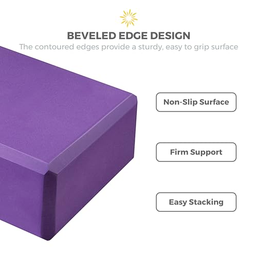 Sunshine Yoga 15 Pack Yoga Kit: Includes 10 Firm and Supportive 3" x 6" x 9" EVA Foam Yoga Blocks and 5 Adjustable Leg Stretching Strap With Anti-Slip 8' D-Ring Buckle Yoga Straps, Assorted - Image 3