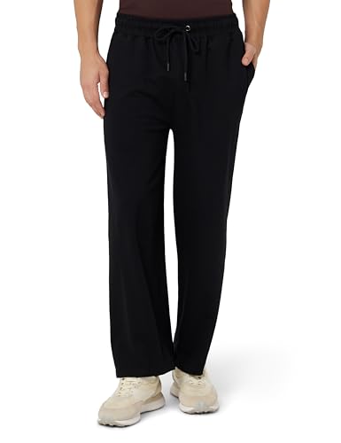 Image of Styli Men Solid Wide Leg Trackpant with Drawstring Closure | Stylish Oversized Trackpant for Men | Perfect for Casual, Party & Everyday Wear