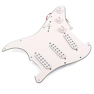 Alnicov Pickguard précâblé à 3 couches pour guitare électrique Strat Blanc - Les Beatles, Paul McCartney, John Lennon, RIngo Starr, George Harrison Alnicov Pickguard précâblé à 3 couches pour guitare électrique Strat Blanc – Image 3
