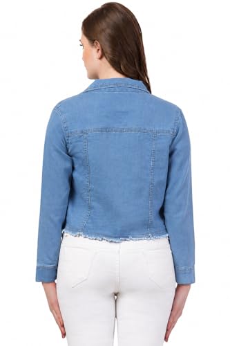 Image of FUNDAY FASHION Womens Denim Standard Length Full Sleeve Solid Jacket