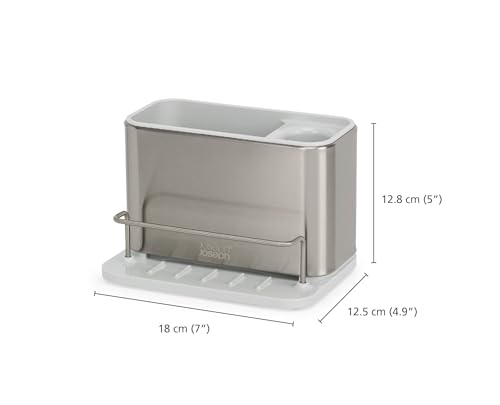 Image of Joseph Joseph Surface Stainless Steel Caddy Sink Area Organizer and Sponge Holder, Stone