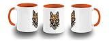 MERCHANDMANIA TAZA NARANJA zorro fox art arte steampunk estilo vintage color mug.