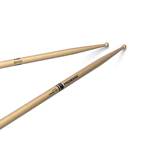 ProMark TX718W pałeczki perkusyjne - Finesse 718 pałeczki perkusyjne - zestaw pałeczek perkusyjnych - mała okrągła drewniana końcówka - American Hickory Drumsticks - Stała waga i wysokość - 1 para, 20