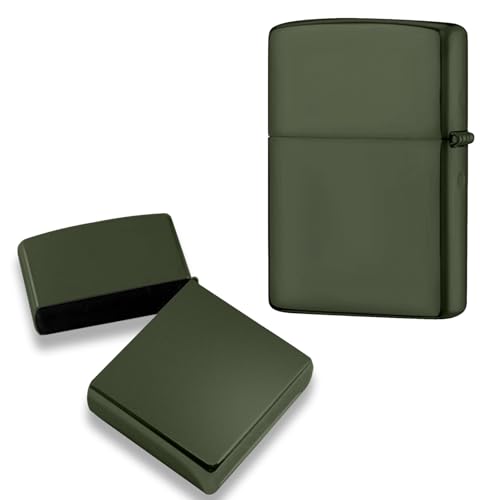 Étui Métallique pour Briquet, Couvercle pour Briquet sans Insert pour Zippo, Compatible avec Zippo, Idéal Cadeau pour Hommes Femmes Papa (Vert)