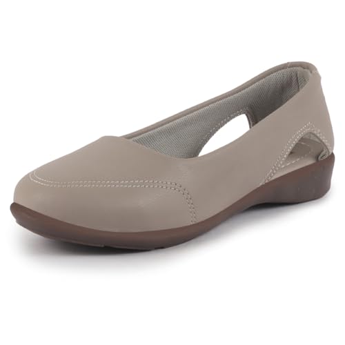 Image of FAUSTO Women Stylish Backless Casual Ballets | Low Heel Cut-Out Slip-On Ballerinas | Comfortable Walking Flats Sandals | Memory Cusion Insole