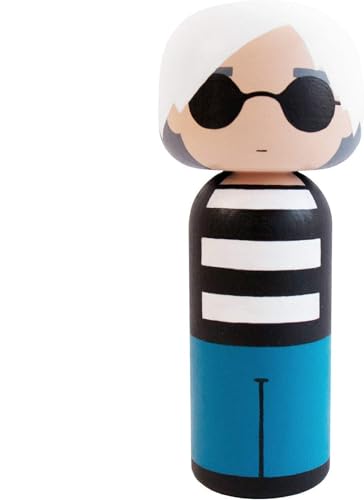 World-famous Artists - Kokeshi Japanese Dolls by Lucie Kaas - 5.7 inches - Schima Superba Wood - Made in Denmark (Warhol)