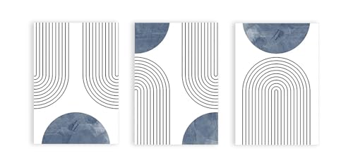 Affiches d'art géométriques bleu bohème pour décoration murale salon et bureau