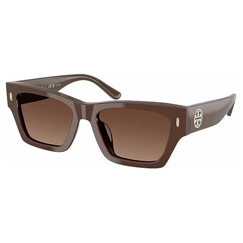 Tory Burch TY 7169U 1973T5 Solid Brown Plastic Rectangle Sunglasses Brown Polarized Lens