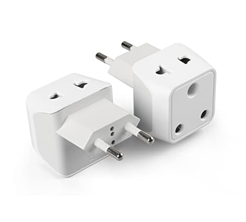 Image of Ceptics India to Europe Travel Adapter Plug A- 2 in 1 Germany,France Smartphone Adapter-Type C-Ce Certified-Rohs Compliant A- White-2 Pack