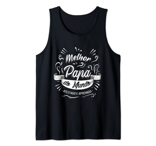 Melhor Pai do Mundo, dia do pai em Portugues, roupa pai t-shirt sem mangas, Preto, S
