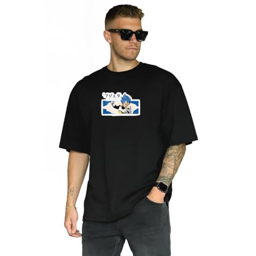 Image of HUMBE Oversized T Shirts for Men Half Sleeve Fit Drop Shoulder Casual T-Shirt | Black Printed Round Neck T-Shirt for Men