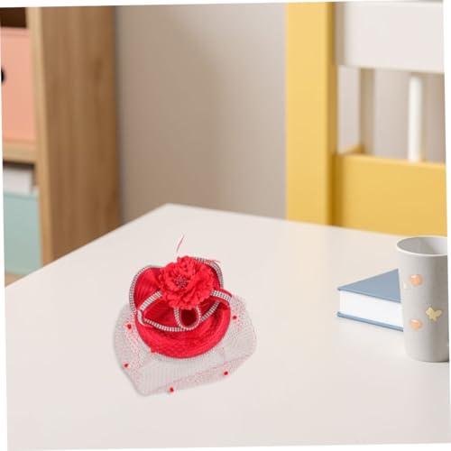 Fascinateur rouge mariage clip solide coiffure robe de fête - 6