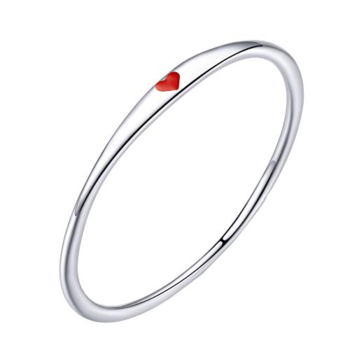 Silver Simple Carve Heart Wedding Band Stackable Promise Ring for Her Size 5-10