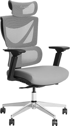 MUSSO V900 Structure Master ergonomiczne krzesło biurowe z 3-poziomowym regulowanym oparciem, podparciem lędźwiowym, podłokietnikiem i zagłówkiem 4D, wysokie oparcie z siatki, do domu/biura (bez