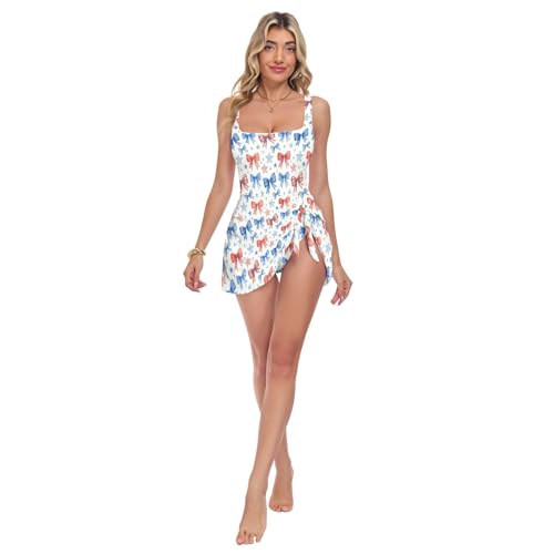 Maillot de bain une pièce ventre plat rubans patriotiques femme