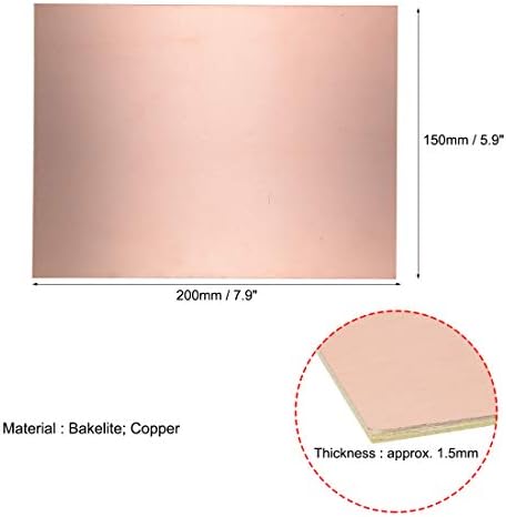 sourcing map Single-Sided Copper Clad Laminate PCB Circuit Board, FR4 200x150mm 7.87x5.91 inch, 1.5mm Thickness DIY Prototyping PCB Board, Name Board, 5pcs