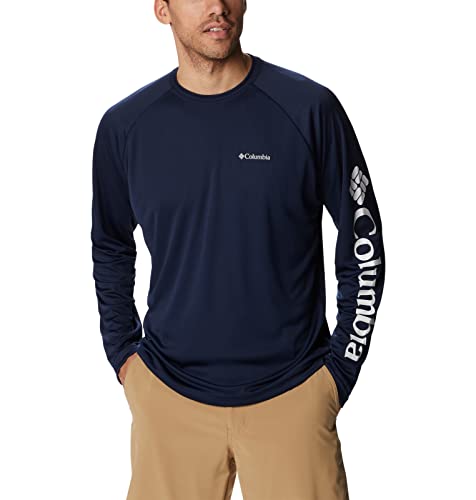 Columbia Men's Fork Stream Long Sleeve Shirt, Collegiate Navy/White Logo, Xx-Large #TOP4