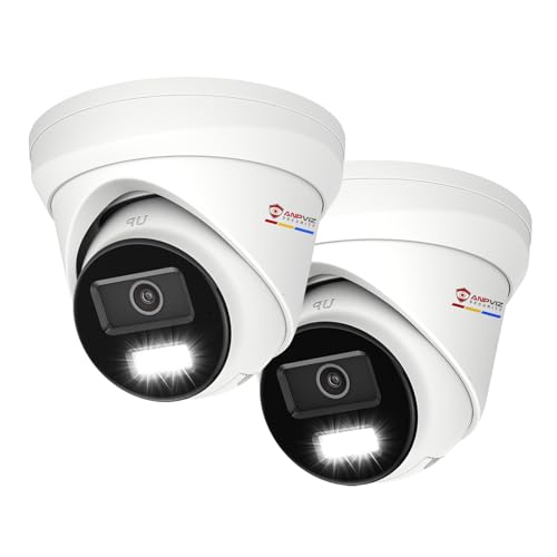 Anpviz 2 Pack 5MP PoE Security Camera Outdoor, Heavy Duty Metal Turret IP Camera, Smart Color Night Vision, AI Human Vehicle Detection, Audio Mic, 2.8mm Lens Wide Angle, IP67 Waterproof