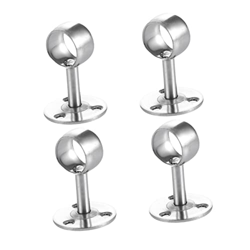 SOLUSTRE 4Pcs Closet Rod Socket Wall Mount Holder for Shower and Wardrobe Flange Support for Clothes Rods and Easy Installation