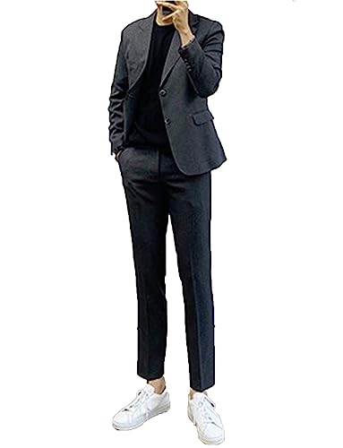 Costume Décontracté Homme Ajusté Ensemble 2 Pièces Confortable pour Travailler sans Contrainte