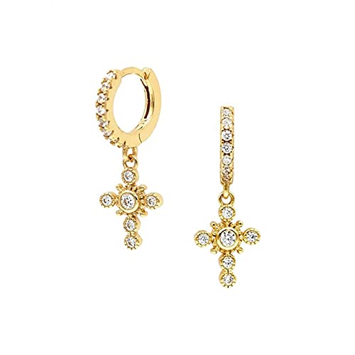 Boucles d'oreilles croix femme pendantes et bijoux fins tendances