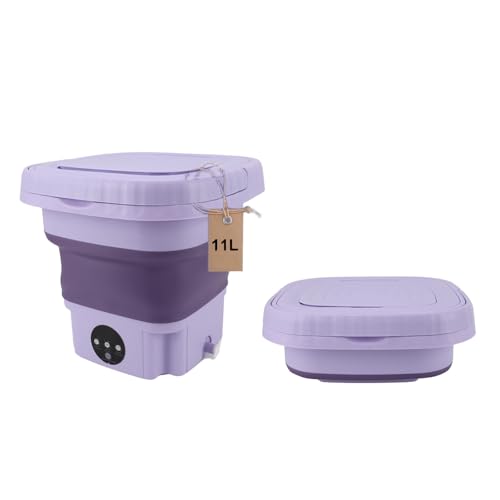 Tonysa Laveuses Portatives, Mini Machine à Laver, Laveuse à Seau Pliable avec Tuyau de Drainage, Laveuse Automatique à Petit Seau, capacité de 11 L, pour Appartement de Voyage en (Prise
