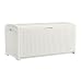 Suncast 99 Gallon Resin Wicker Patio Storage Box - Water Resistant Outdoor Storage Container for Toys, Furniture, Yard Tools - Store Items on Deck, Porch, Backyard - White