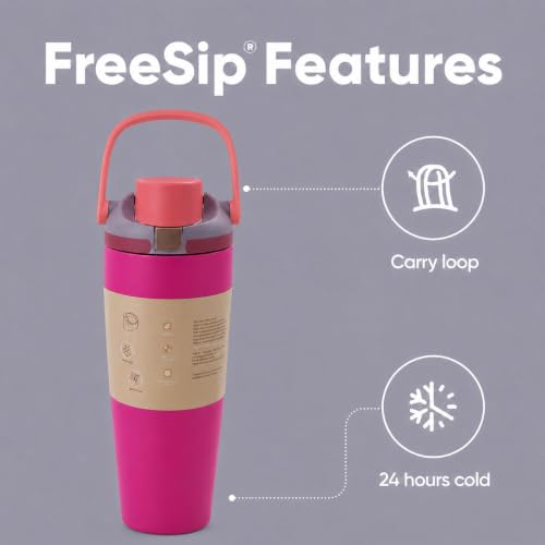 Image of HomeCloud 1200ML Stainless Steel Water Bottle - Double-Wall Vacuum Insulated, Leakproof Straw Lid, BPA-Free Reusable Travel Flask with Two-Way Spout for Gym, Office & Outdoor Use (B Dark Pink)