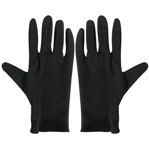 Guantes de algodón para jardinería y tareas del hogar, pack de 12 pares negros lavables