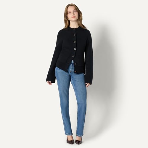 Amazon Essentials Women's Regular-Fit Long-Sleeve Cardigan with Bell Sleeves and Shaped Waist, Black, X-Small - image 6