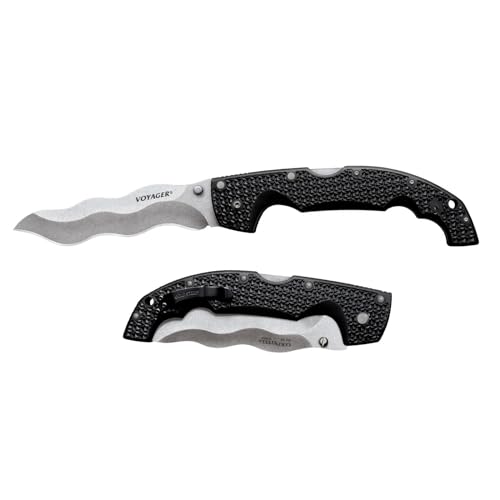 Cold Steel XL Voyager 5.5" AUS10A Razor-Sharp Kris Blade 6.75" Griv-Ex Handle Everyday Carry Tactical Folding Knife with Tri-Ad Lock2
