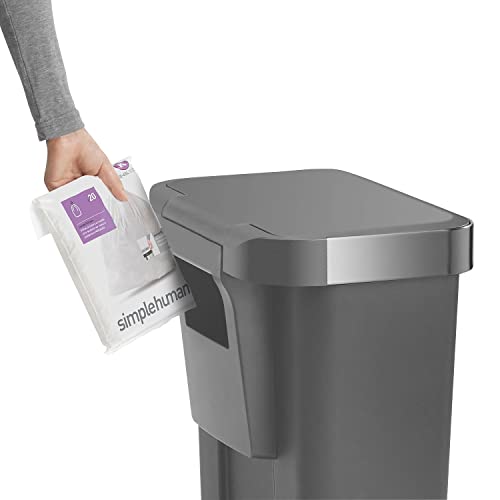 simplehuman 45 Liter / 12 Gallon Rectangular Kitchen Step Trash Can with Soft-Close Lid, Grey Plastic - Image 4