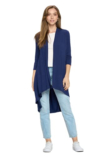 Image of Women's 3 /4 Sleeve Soft Open Front Casual Flowy Long Viscose Made from Bamboo Cardigan