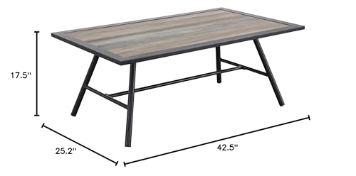 Image of LOKATSE HOME Rectangle Metal Patio Coffee Table All-Weather Outdoor Furniture for Deck Poolside Garden, Black