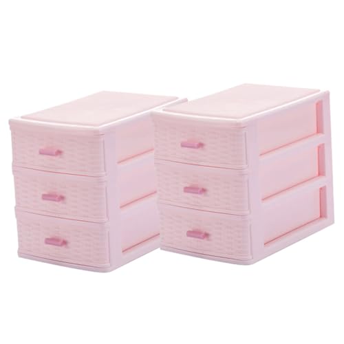 Toyvian 2 piezas Caja de Almacenamiento de Escritorio con Extraíbles Organizador de Mesa Grande para Cosméticos y Artículos Pequeños de Unidades Color Beige y Rosa Diseño Práctico y
