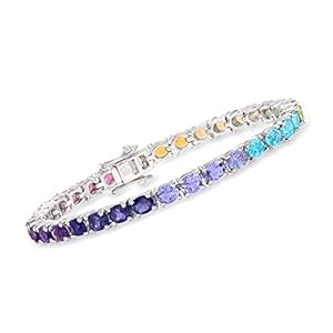 Ross-Simons Fire Opal and 12.20 ct. t.w. Multi-Gemstone Tennis Bracelet in Sterling Silver. 8 inches