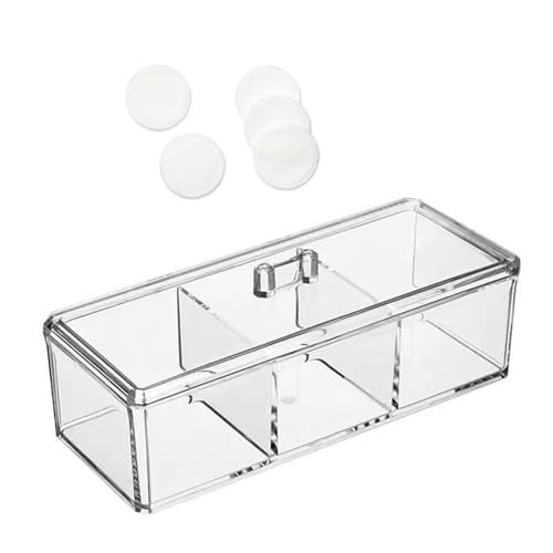 NOENNULL Acrylic Makeup Storage with Lid, 3 Compartment Makeup Organizer