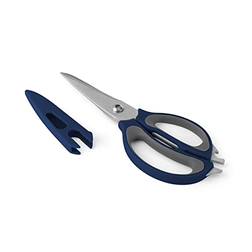 Farberware 4-in-1 Kitchen Scissors with Sheath, Navy and Grey - image 2
